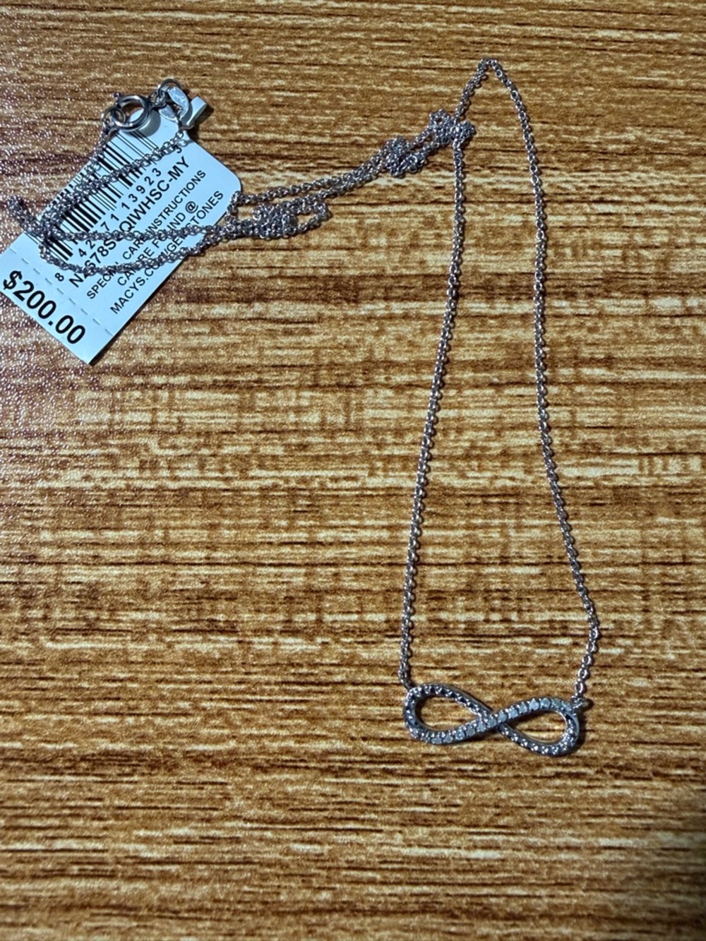 Macy's Silver-Tone Infinity Pendant Necklace with Clear Stones - Picture 5 of 7